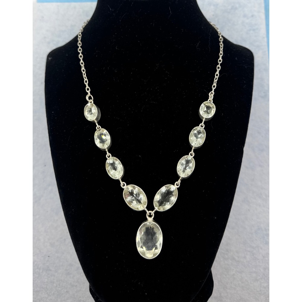 Green Amethyst Prasiolite Sterling Silver Statement Necklace